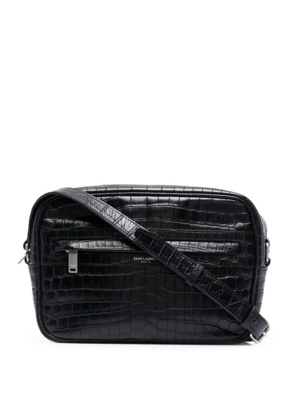 Saint Laurent Camp crocodile-embossed camera bag