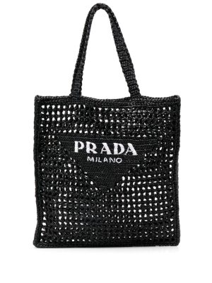 Prada interwoven-design logo-print shoulder bag