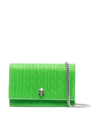 Alexander McQueen skull-stud pleated leather bag