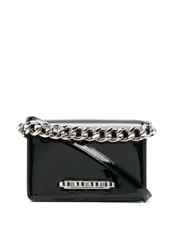 Alexander McQueen Four ring patent-leather tote bag