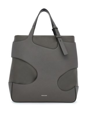 Ferragamo cut-out detail leather tote bag