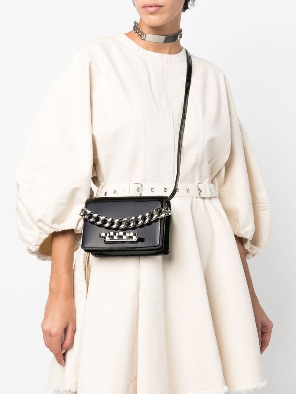 Alexander McQueen Four ring patent-leather tote bag - Image 5