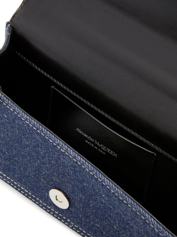 Alexander McQueen charm-embellished denim messenger bag - Image 3