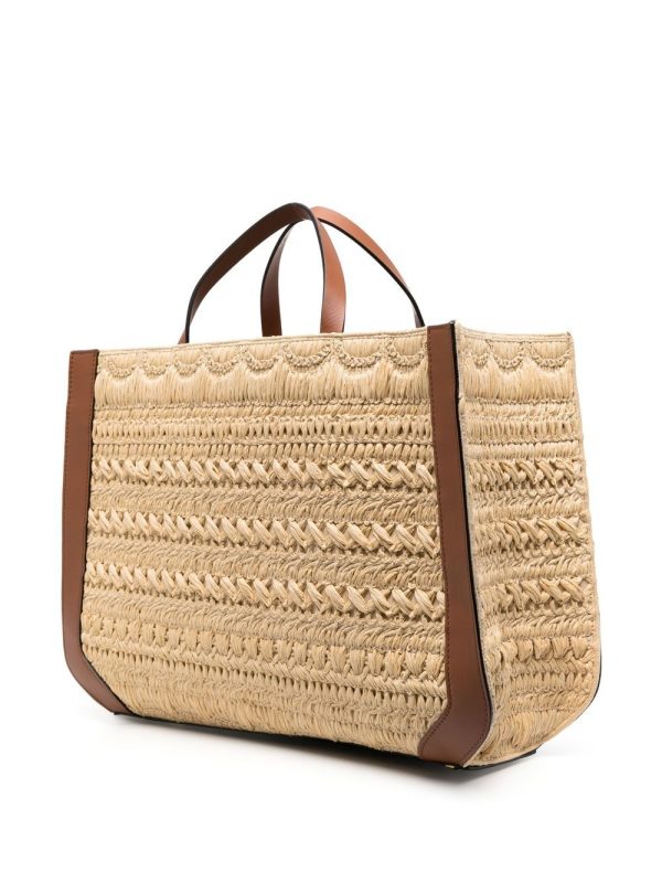 Valentino Garavani VLogo Signature embroidered raffia tote bag - Image 3