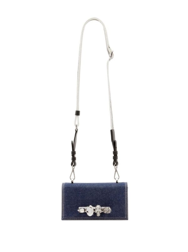 Alexander McQueen charm-embellished denim messenger bag - Image 2