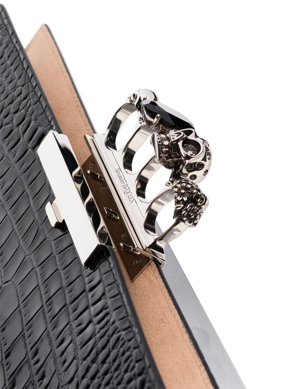Alexander McQueen crocodile-embossed knuckleduster clutch - Image 3