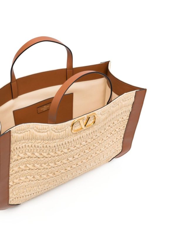 Valentino Garavani VLogo Signature embroidered raffia tote bag - Image 6